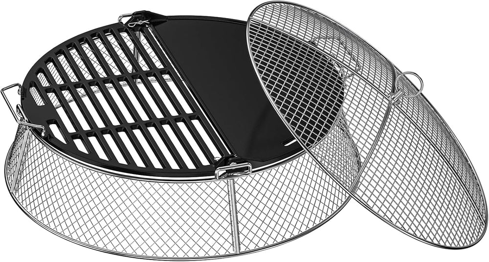 onlyfire Stainless Steel Mesh Cover & Cast Iron Grill Griddle Combo