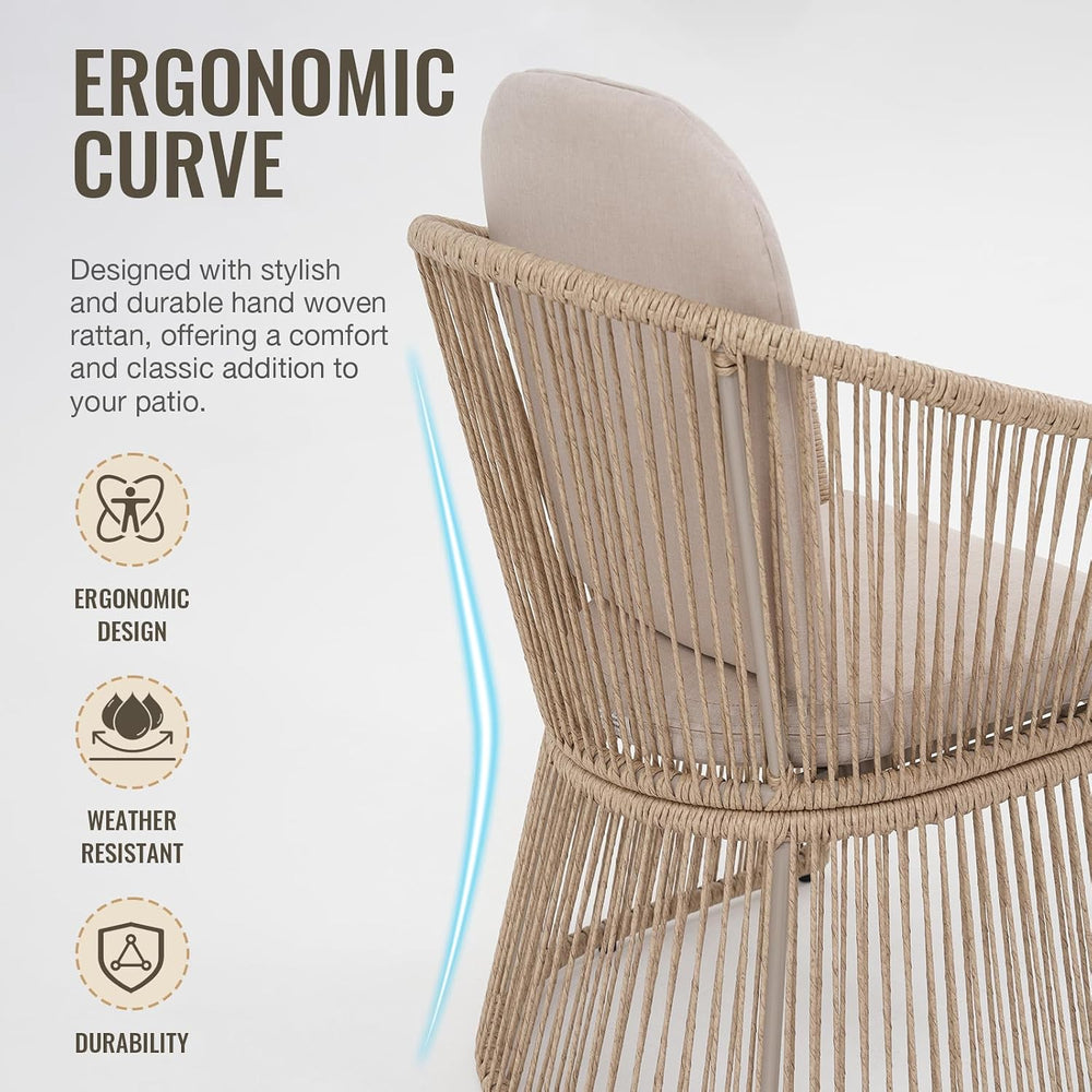 SUNSITT Set of 4 Modern Patio Dining Chairs, Woven Wicker Accent Chairs