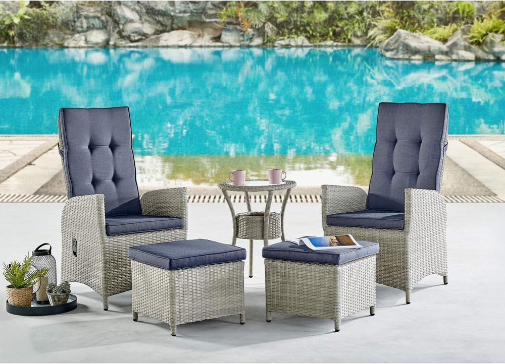 Modern and Weatherproof Haven All-Weather Wicker Outdoor Round Glass-Top Acce...