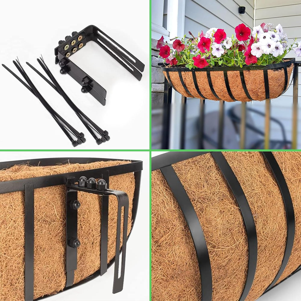 LCHUANG Railing Planter Window Box - 4 Pack 24 Inch Deck Balcony Rail Planter...