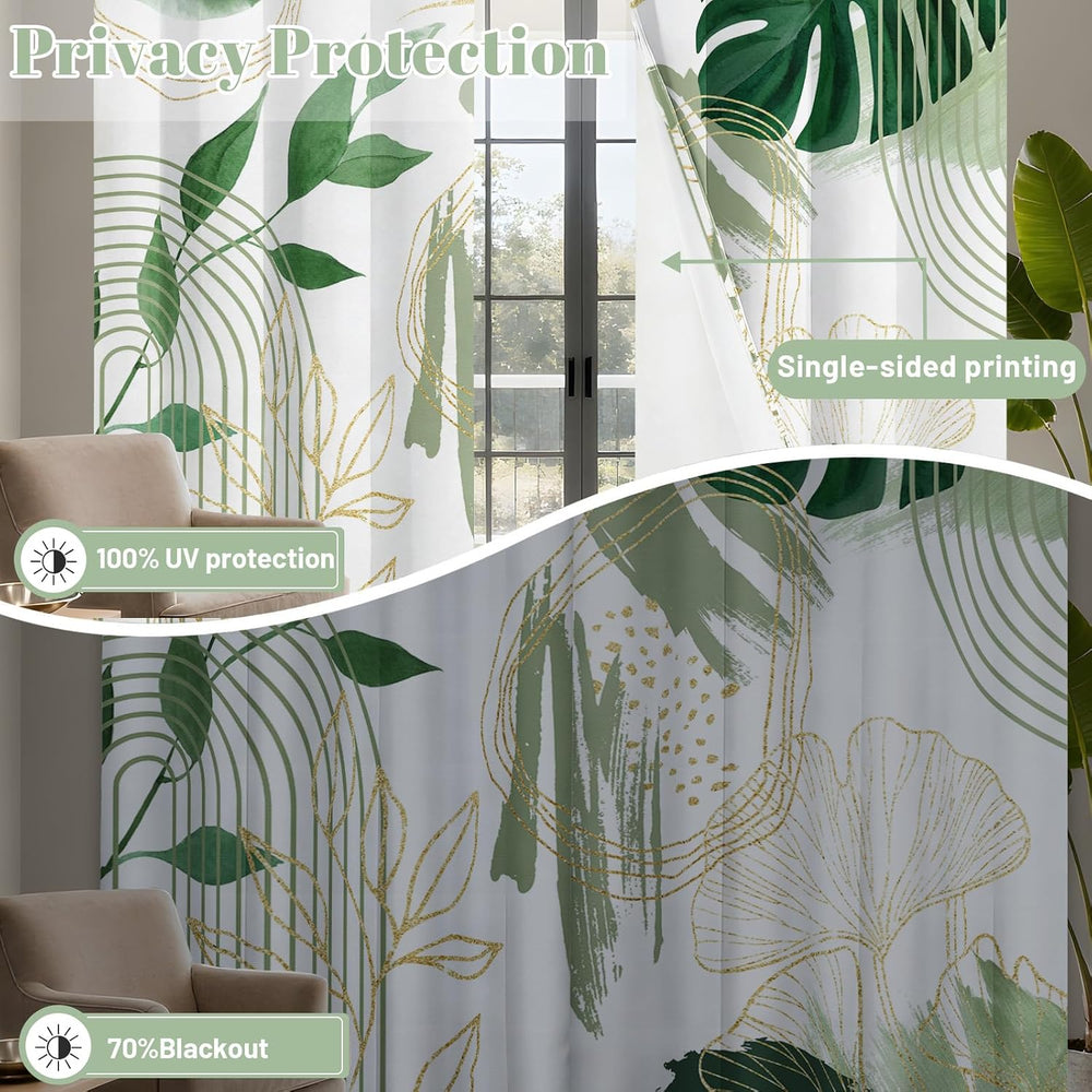 Sage Green Blackout Curtains, Boho Drapes 84 inches Length, 2 Panels