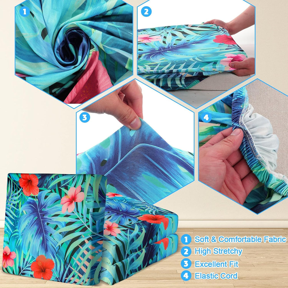 12PCS Summer Tropical Leaves Patio Cushion Covers Palm Leaves Stretch Outdoor...