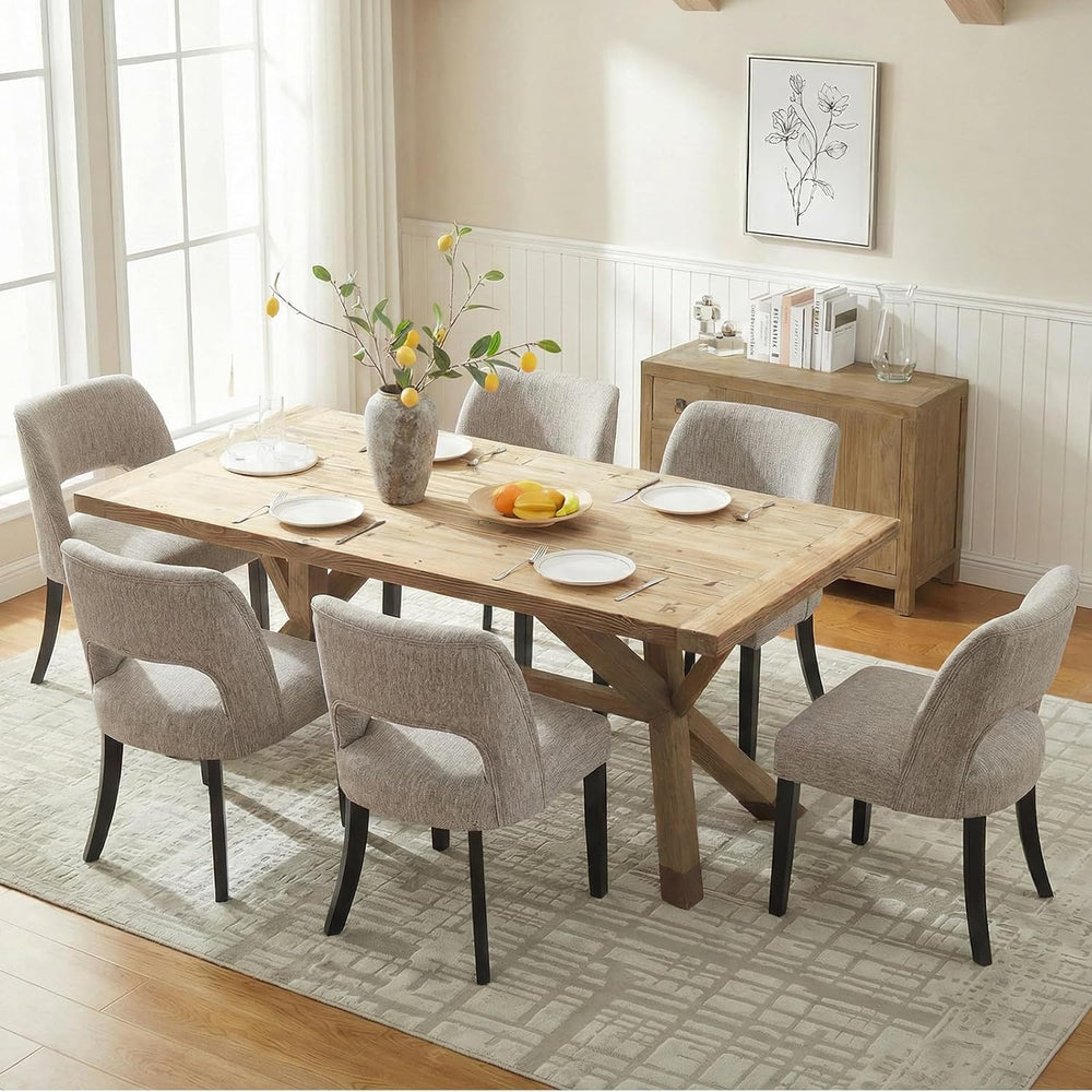 keoni Wooden Dining Chairs Set of 2, Mid Century Modern Upholstered Dining Ro...