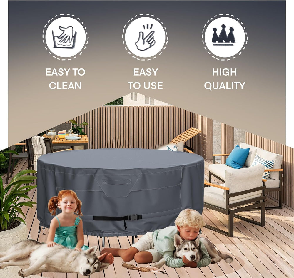 Round Patio Dining Set Cover 95" Table & Chairs Waterproof
