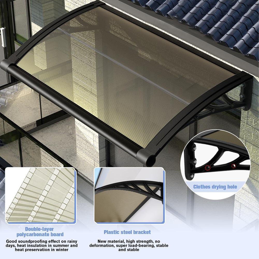 Awning for Door Entrance 80x120cm/32x48in Window Canopy Exterior with Plastic...