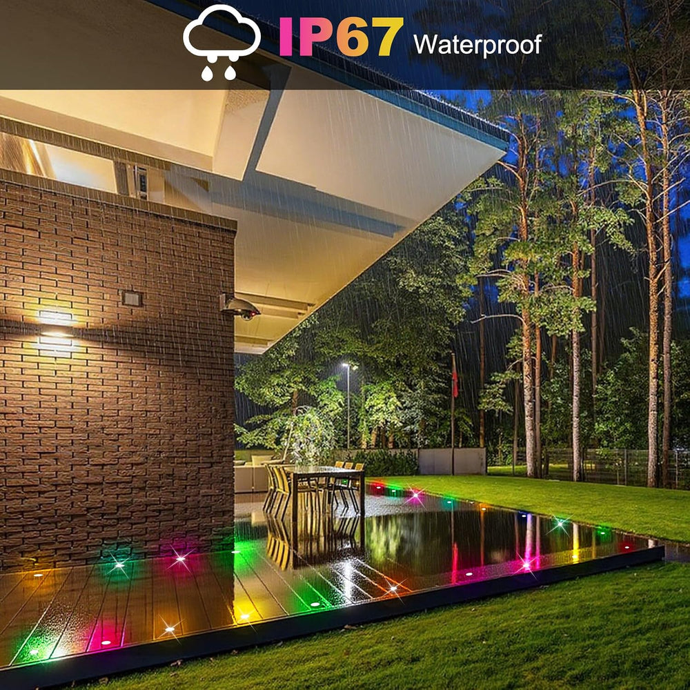 Recessed LED Deck Lights Kit, 6 Pack Φ1.77 WiFi Pixel RGBW+IC Multicolor