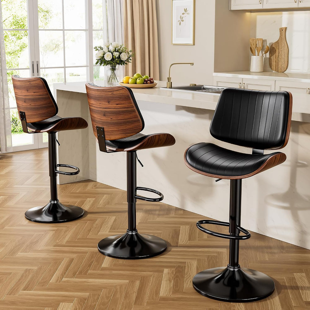 YaFiti Bentwood Swivel Bar Stools Set of 2, Bar Stools for Kitchen, Black