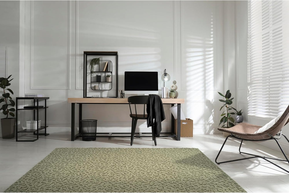 Garland Rug Ivy 6 Ft. X 9 Ft. Sage Green Floral Solid Color Area Rug - Durabl...