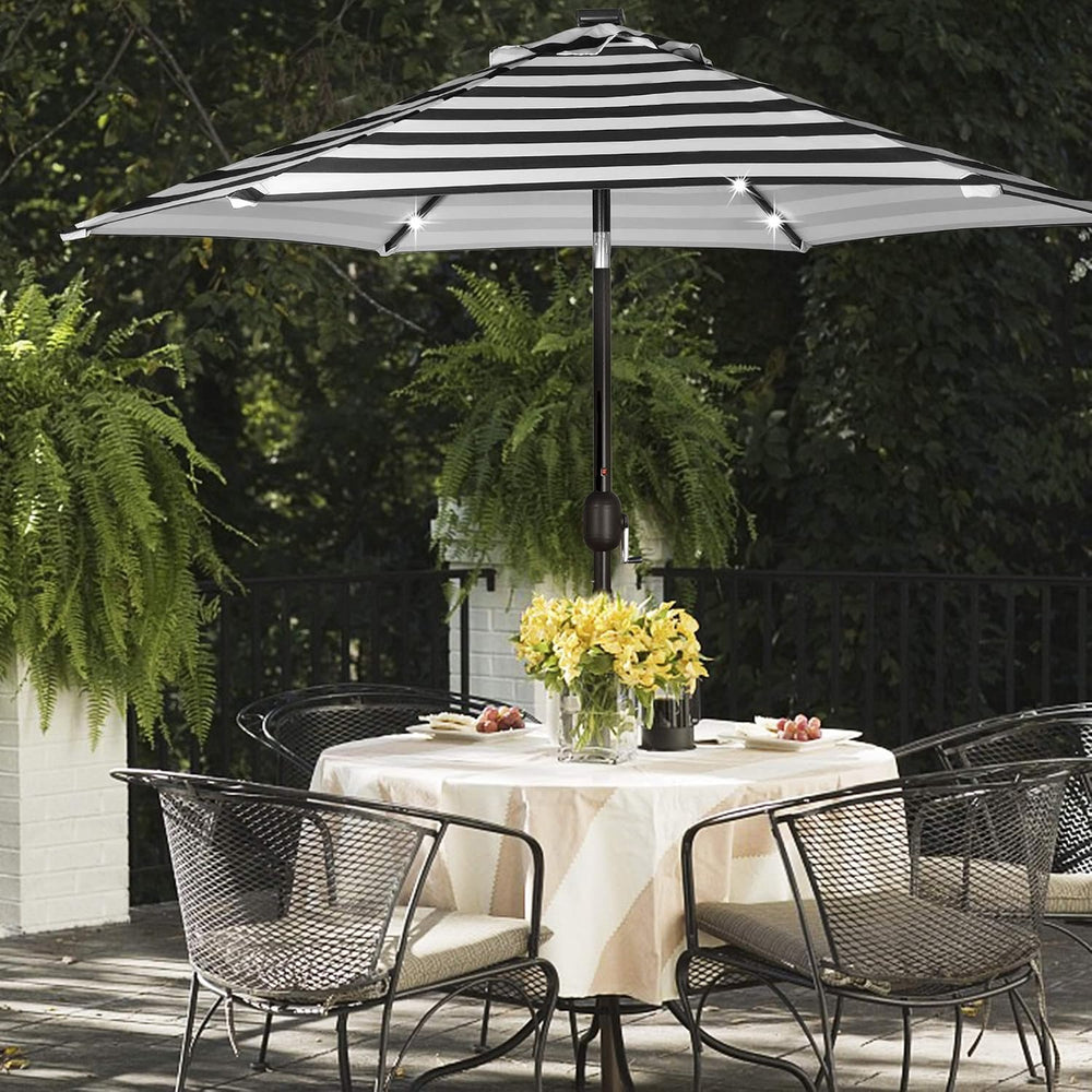 Blissun 7.5 ft Solar Umbrella, 18 LED Lighted Patio Umbrella, Table Market Um...