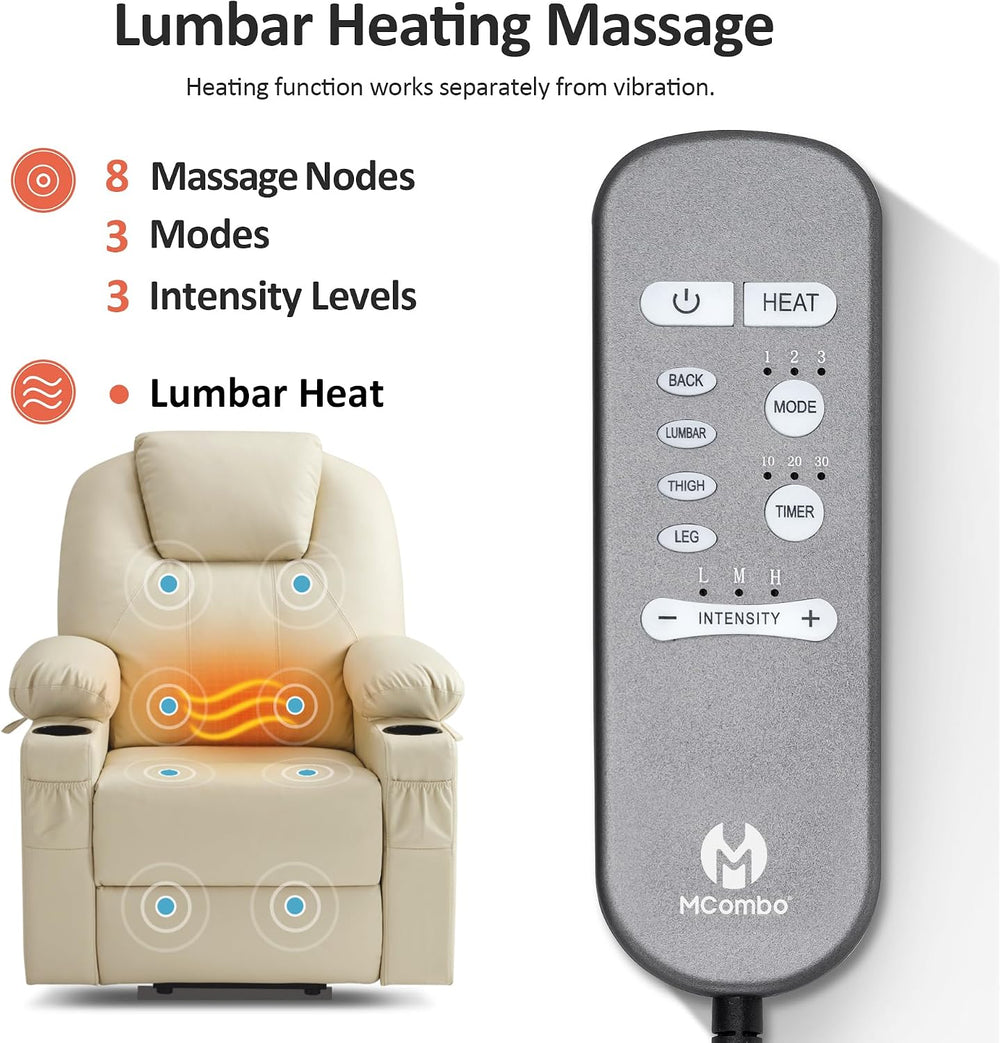 MCombo Large Power Lift Recliner Chair with Massage and Heat for Tall Elderly...