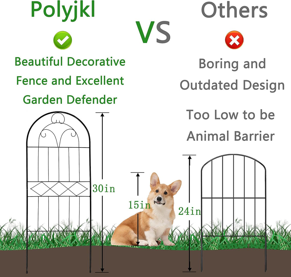 Decorative Garden Fence 30in (H) x 10ft (L), 10 Pack Rustproof Metal No Dig F...