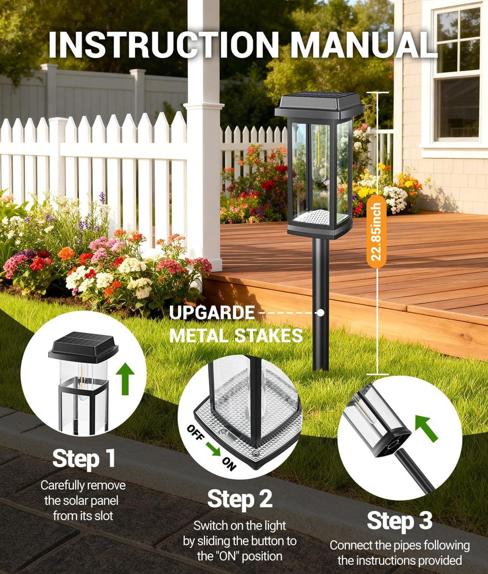 Solar Pathway Lights Outdoor, 8 Pack Upgraded Solar Garden Lights Solar Power...