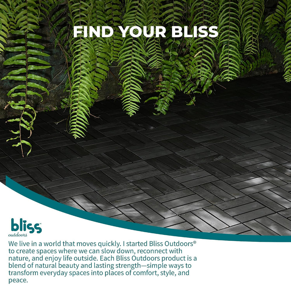 Bliss Outdoors 12-Slat Acacia Hardwood Deck Tiles, Aged Black, Set of 30