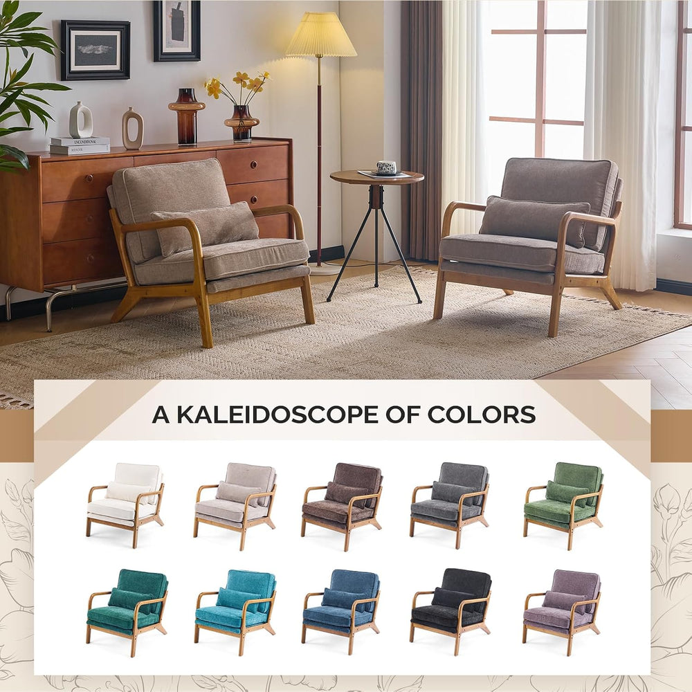VINGLI Chenille Mid-Century Modern Accent Chair, Cute Reading Arm Chair with ...