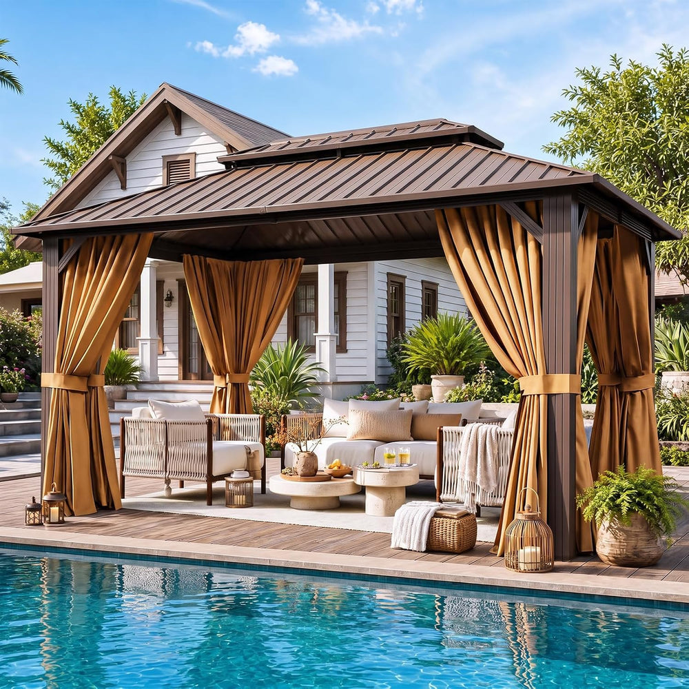 10x12FT Hardtop Gazebo Brown