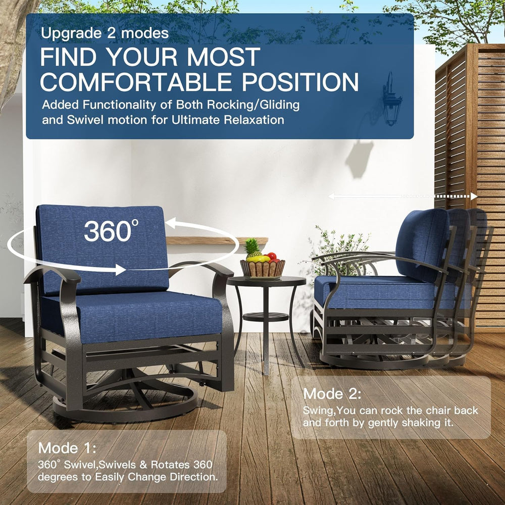 Kullavik Aluminum Outdoor Patio Furniture Set with 5.1'' Thick Cushions