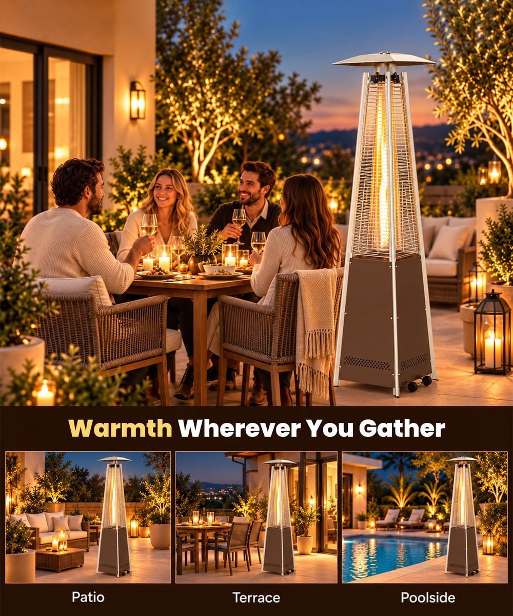 FOOWIN Patio Heater 48,000 BTU Outdoor Propane Heater with Wheels