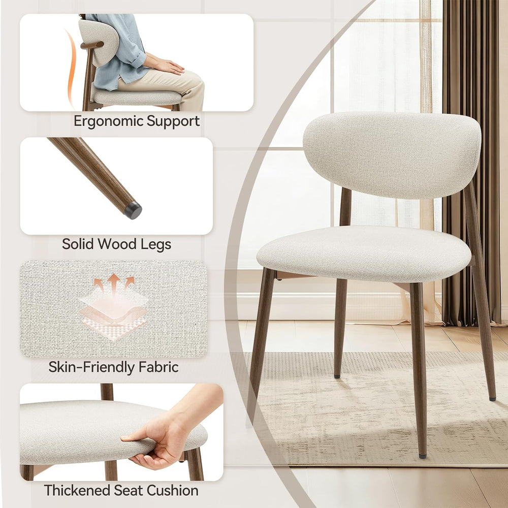 MALOL Dining Chairs Set of 4, Curved Back Kitchen Room Chairs with Metal Legs...