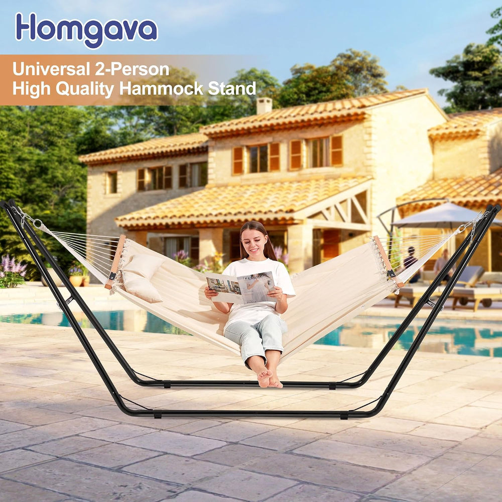 Homgava Universal 2-Person Hammock Stand, 660LBS Capacity,Black