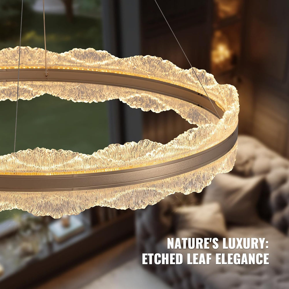 Gold Chandelier 31.5" Modern Ring Chandelier, Dimmable LED Chandeliers w...