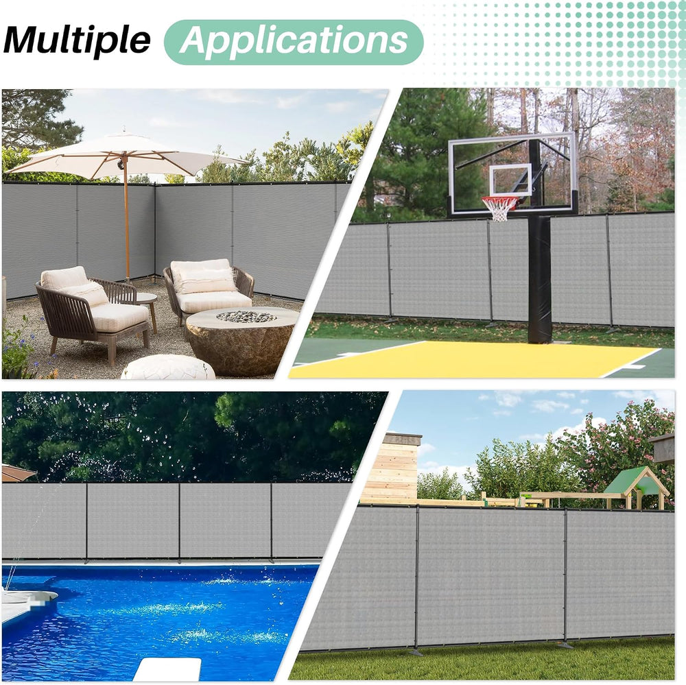 SunnyRoyal 5' x 12' Privacy Fence Screen Panel with Iron Poles Freest...