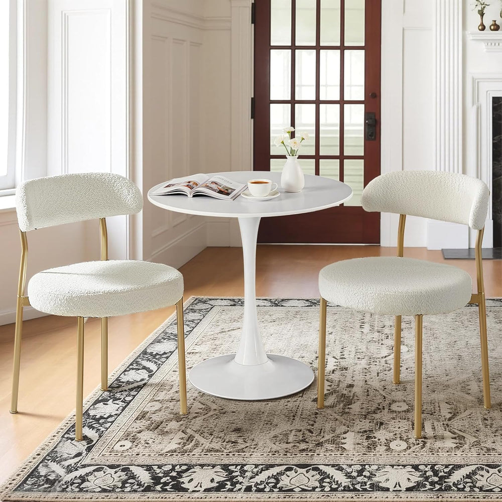 24" Small Round Kitchen Table Set for 2 with Velvet Upholstered Chairs