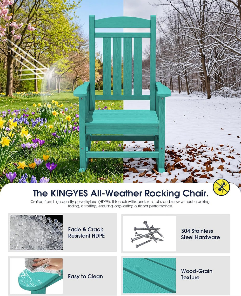 KINGYES Oversized Outdoor Rocking Chair for Adults, Porch Rockers, Aruba