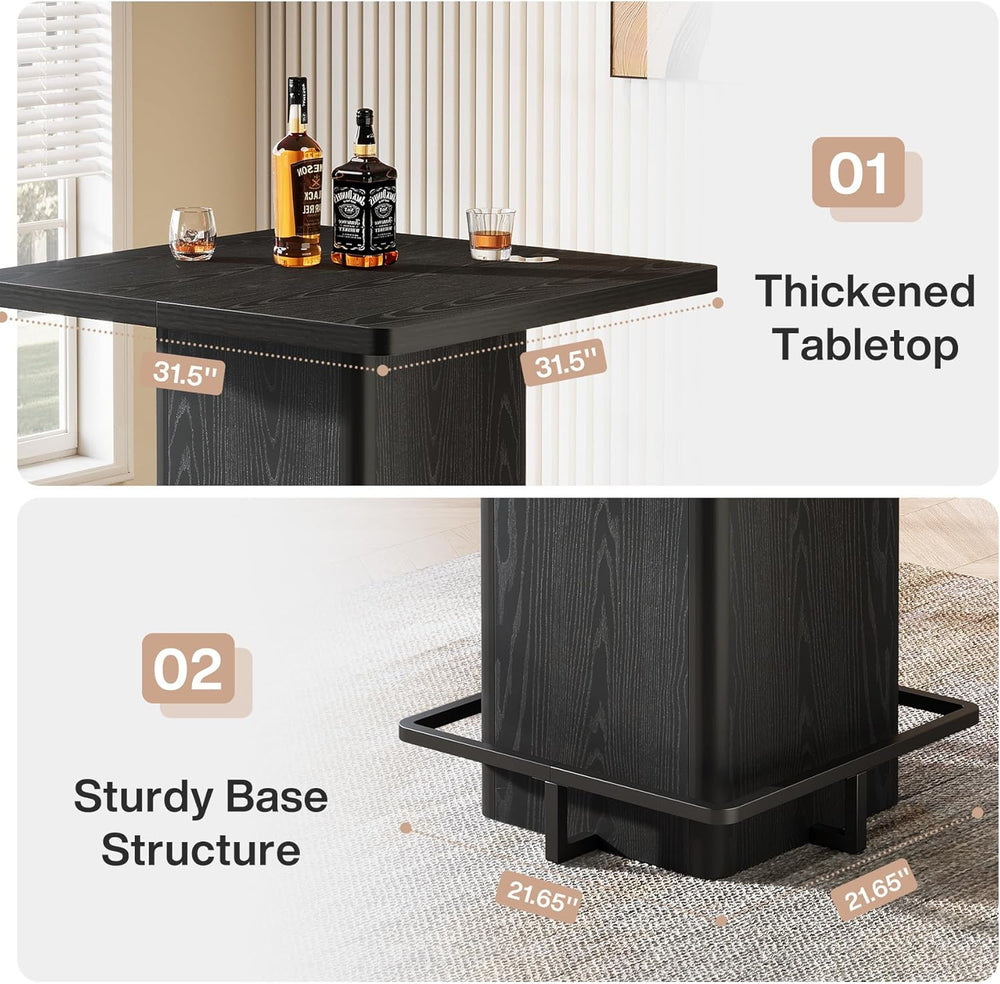 Tribesigns Bar Table, 39.37" High Square Pub Table for Small Bars, Dinin...