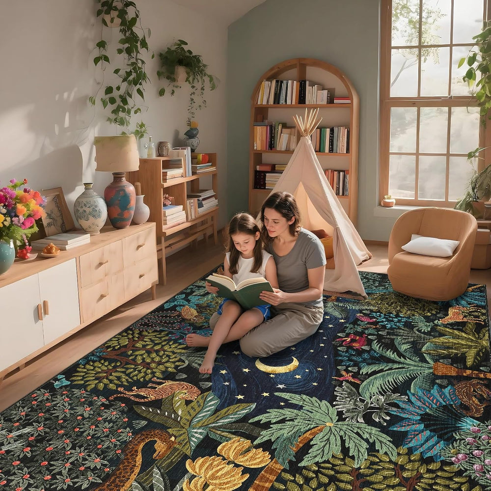 GarveeHome 6x9 Area Rug Jungle Green Washable Rugs for Living Room Bedroom, S...