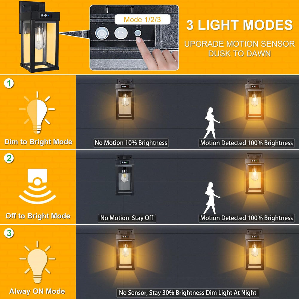 Solar Wall Lights Outdoor, Solar Sconce Lantern with 3 Lighting Modes