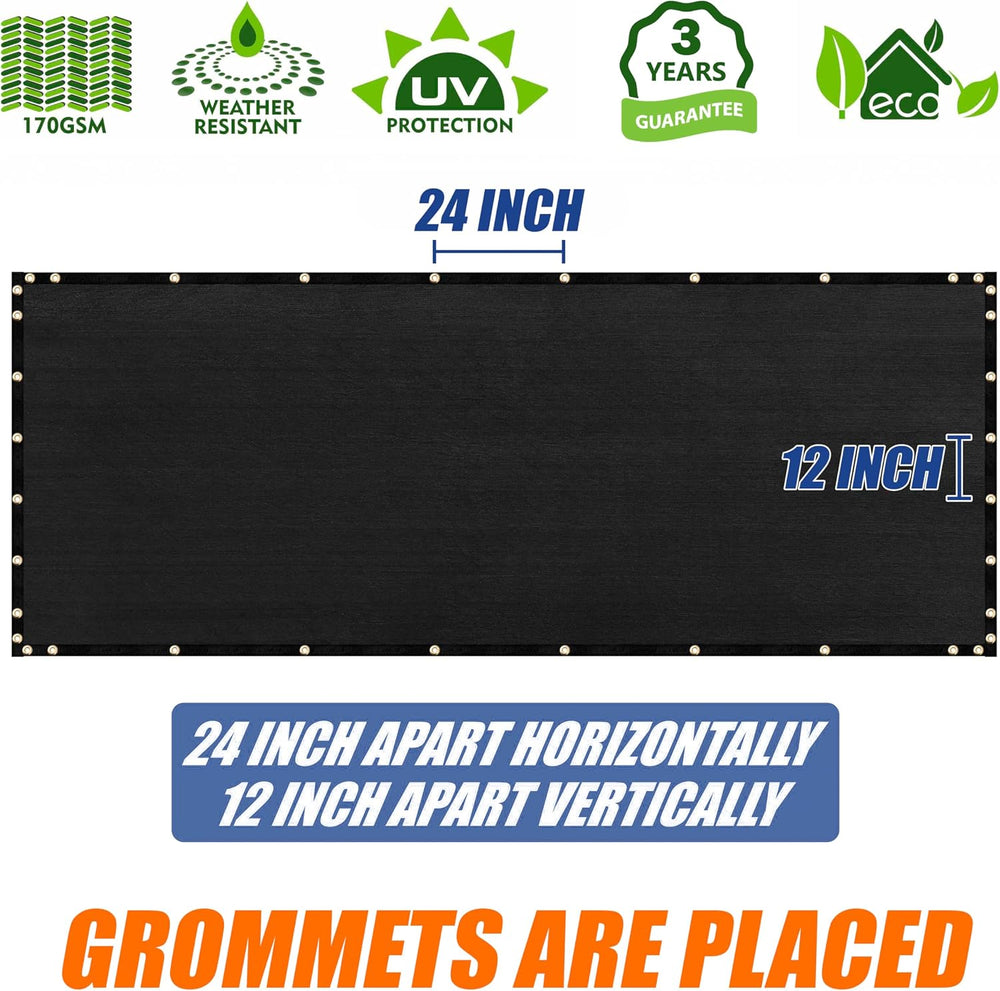 Amgo 5' x 25' Black Fence Privacy Screen, Commercial Standard Heavy D...
