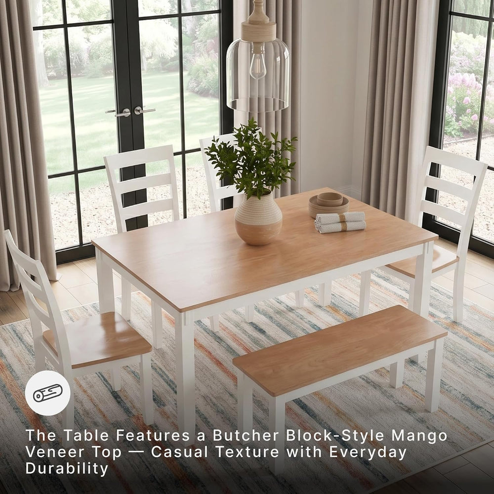 Signature Design by Ashley 6-Piece Dining Table Set with Bench and Chairs
