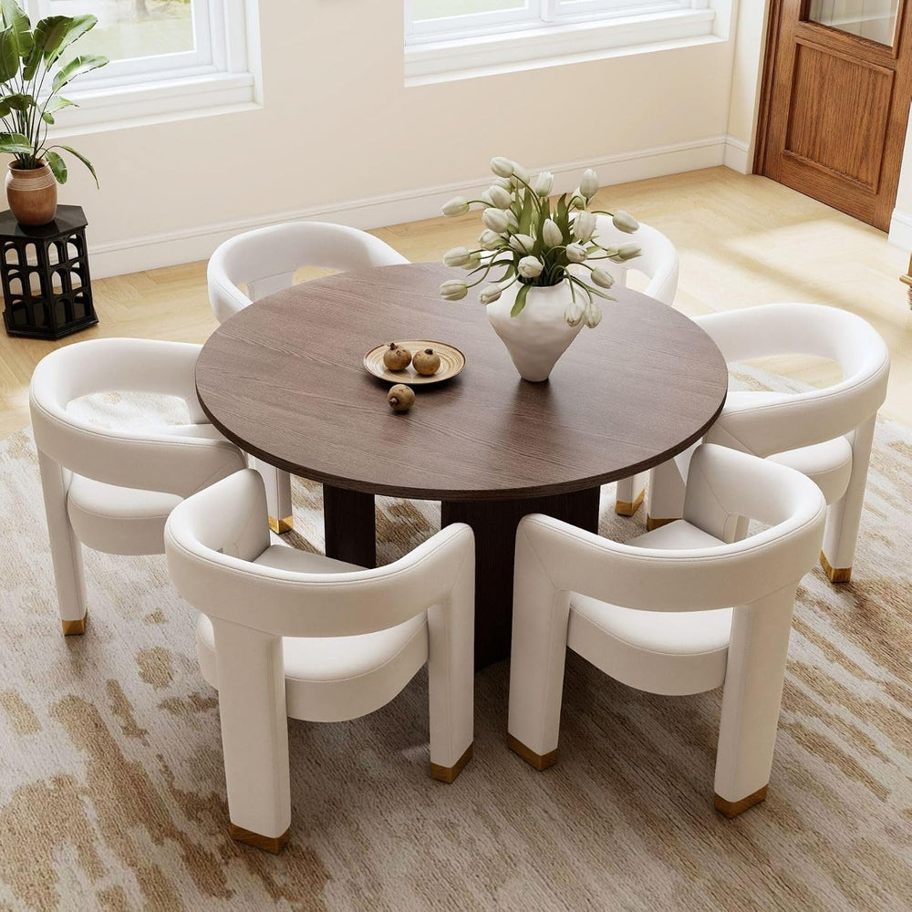 Hyfirm Barrel Dining Chairs Set of 4, Velvet Upholstered Armchairs with Open-...