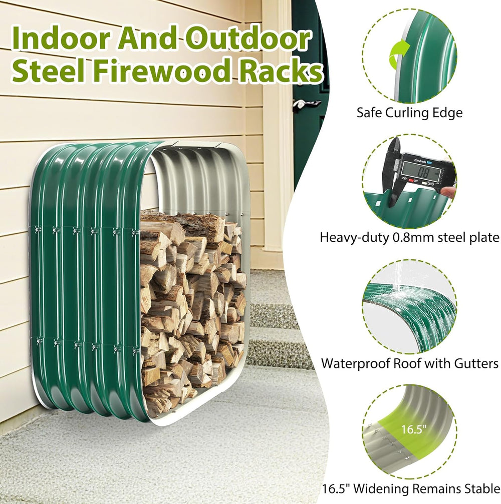 27.5 X 27.5 Inch Square Green Firewood Rack,Log Storage Outdoor / Indoor
