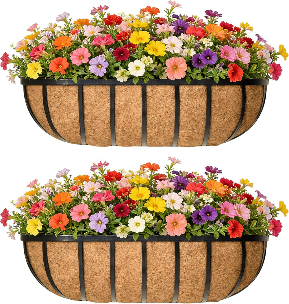 36 Inch Railing Planter Window Box Deck Balcony Rail Planter with Coco Liner ...