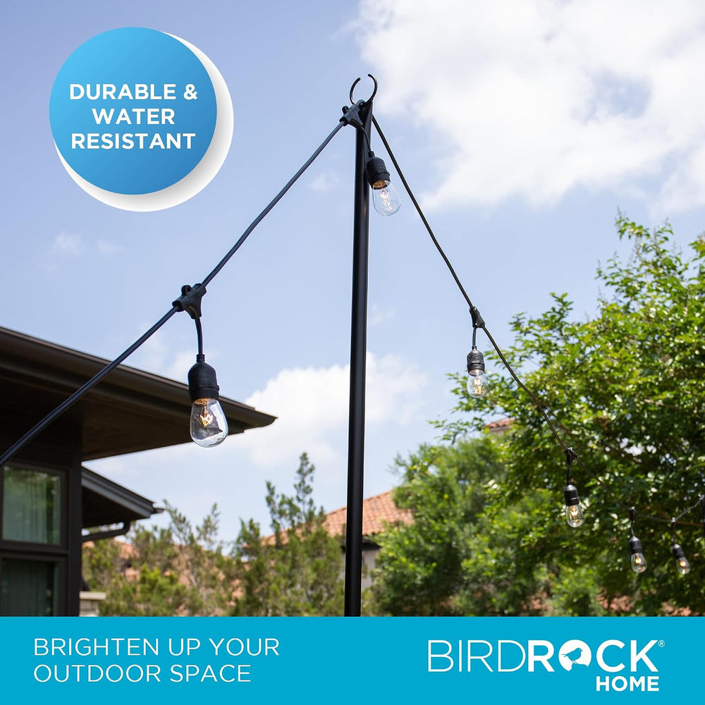 BIRDROCK HOME Poles for Outdoor String Lights - Weather Resistant, Durable, E...