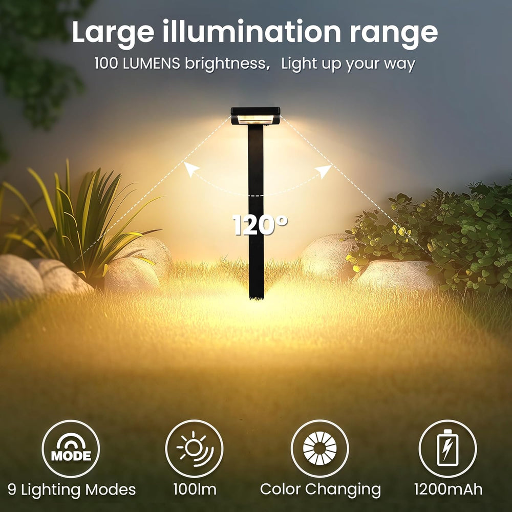 AUDERWIN Solar Pathway Lights Outdoor, Smart Color Changing 9-in-1 Modes