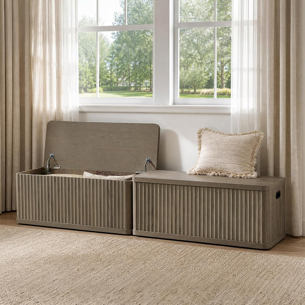 SICOTAS Storage Bench 40.2" Wide Shoe Bench with Lift Top Large Wooden S...