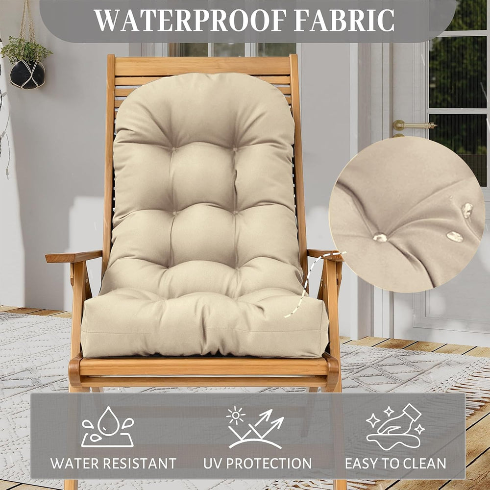 Thickened High-Back Adirondack Rocking Chair Cushion Beige