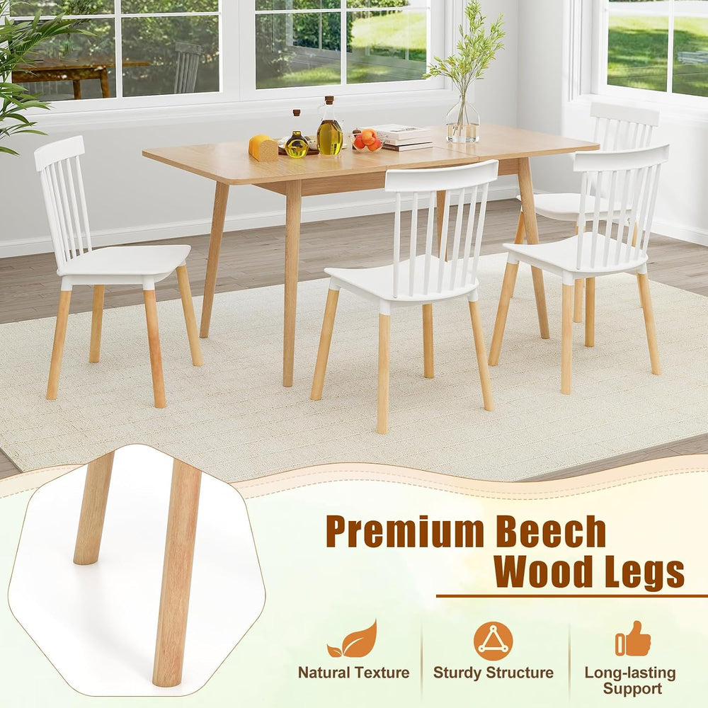 Giantex Set of 4 Windsor Dining Chairs White, Modern Kitchen Chairs w/Spindle...