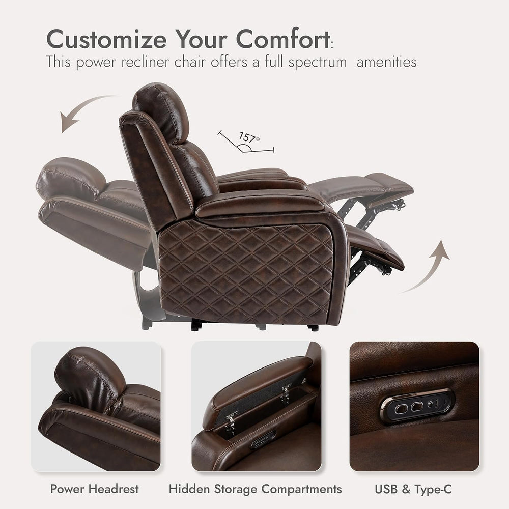 Watson & Whitely Zero Gravity Power Recliner Chair for Adults, Dark Brown