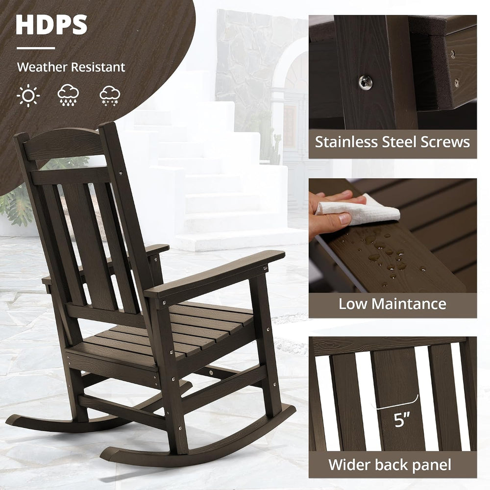 LUE BONA Outdoor Rocking Chairs Set of 2, Weather Resistant HDPS Poly Rocker ...