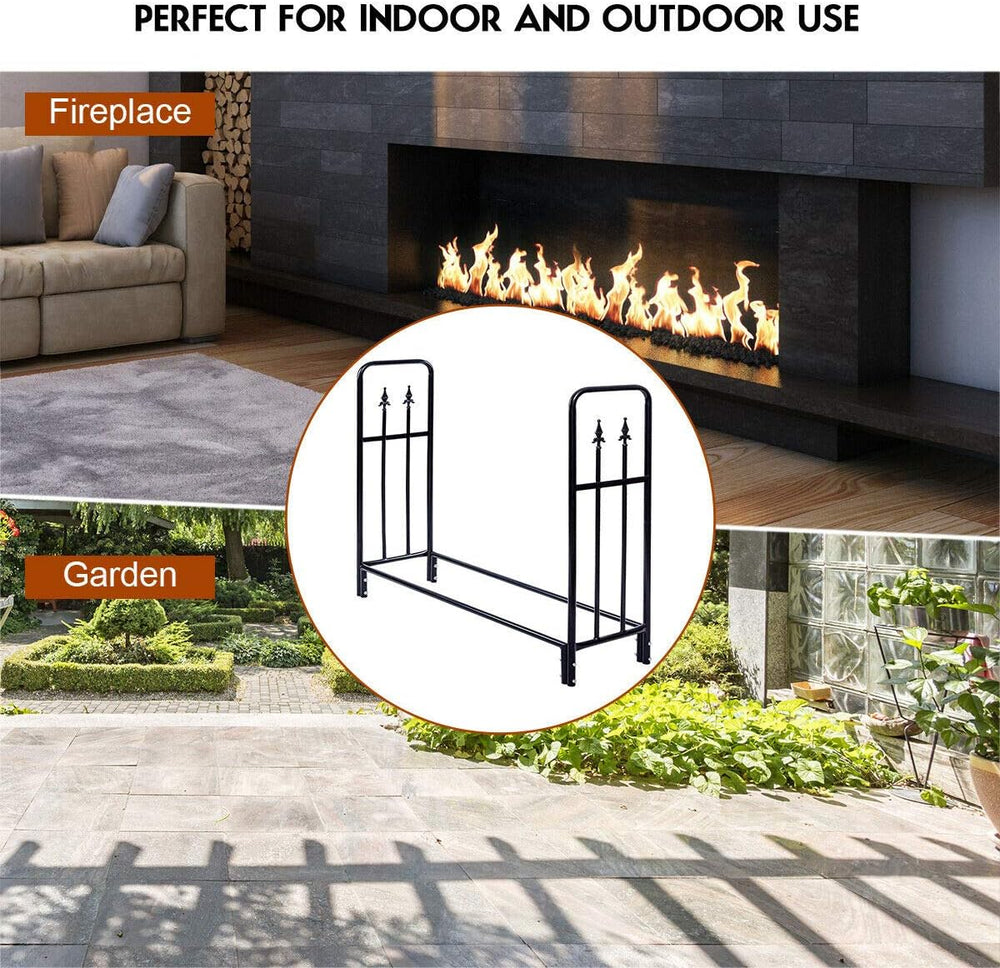 Goplus Firewood Log Rack Indoor Outdoor Fireplace Storage Holder Logs Heavy D...