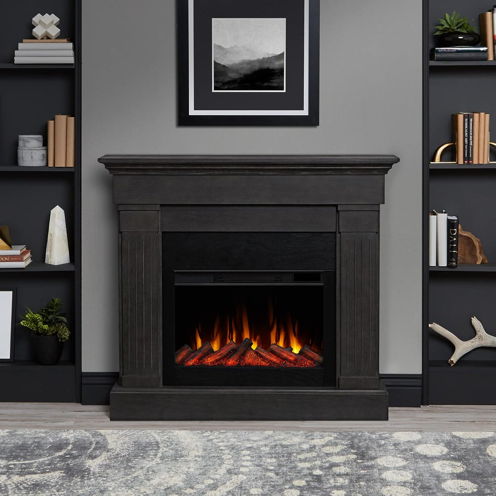 Real Flame Crawford Slim Indoor Electric Fireplace with Mantel for Living Roo...