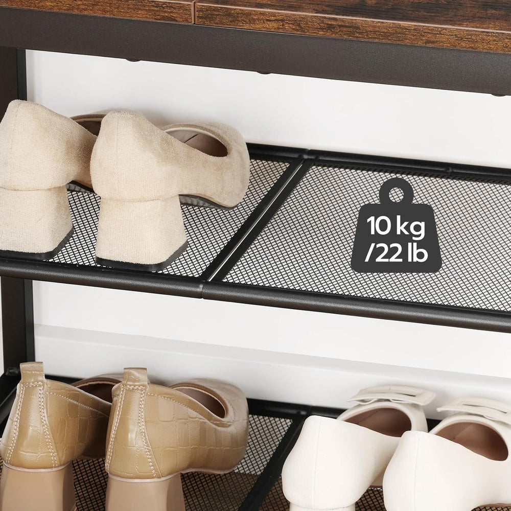 HOOBRO Shoe Bench, 3-Tier Shoe Rack, Industrial Shoe Organizer Storage Bench,...