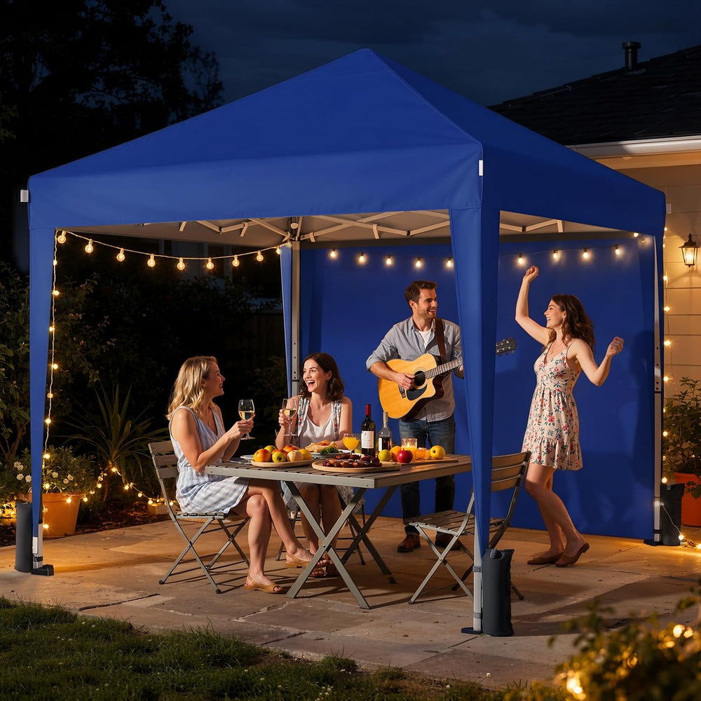 Driftalia 10x10 Pop Up Canopy Tent with 4 Sidewalls, Blue