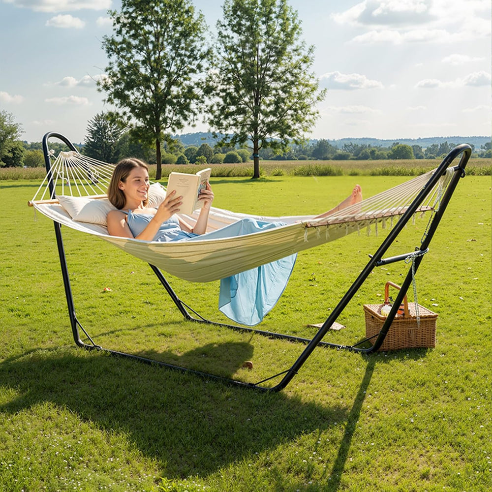 ONCLOUD Sandblasted Iron Hammock Stand only, Heavy Duty Adjustable Hammock Fr...