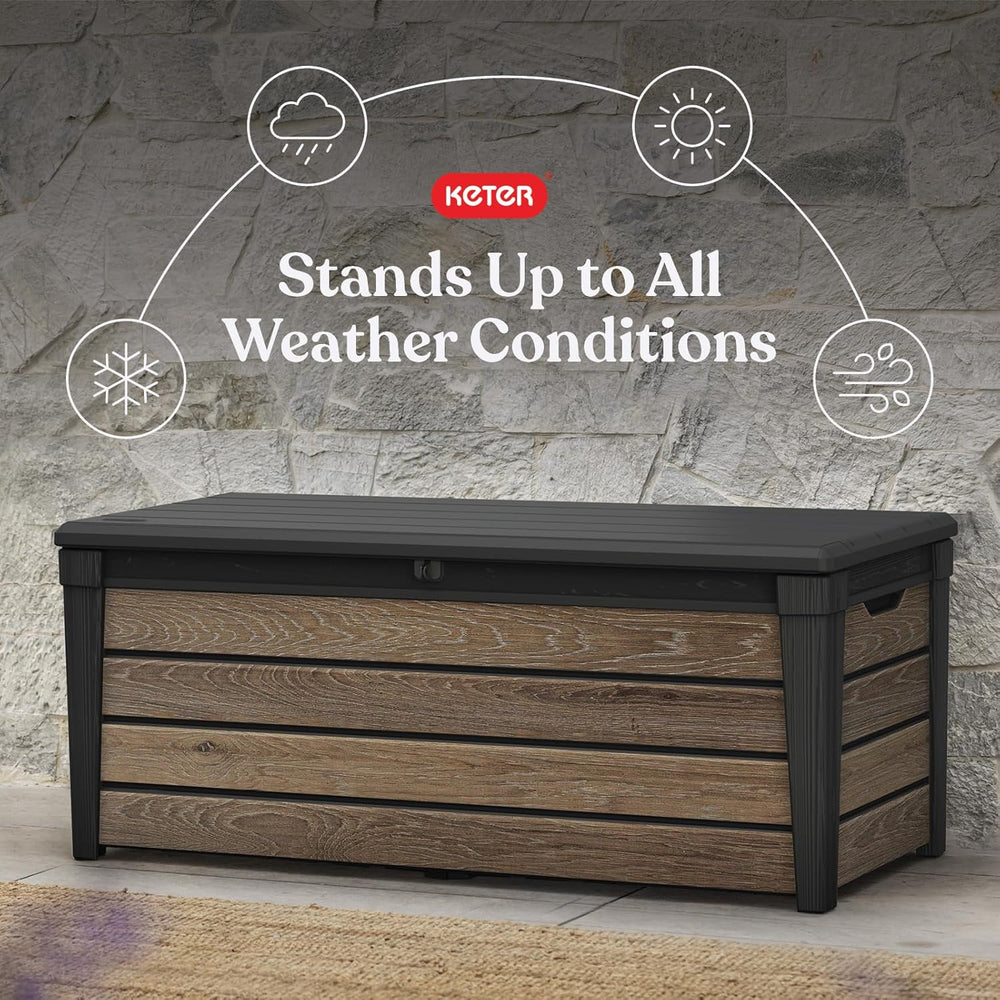 Keter Signature Collection 120 Gallon Resin Deck Box Organization and Storage...