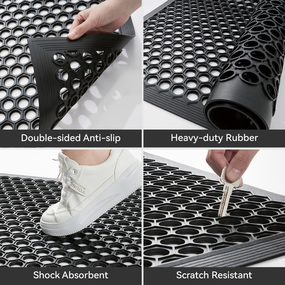 RESARE Front Door Mat Non Slip, 36"x24" Rubber Doormat Outdoor-Entr...