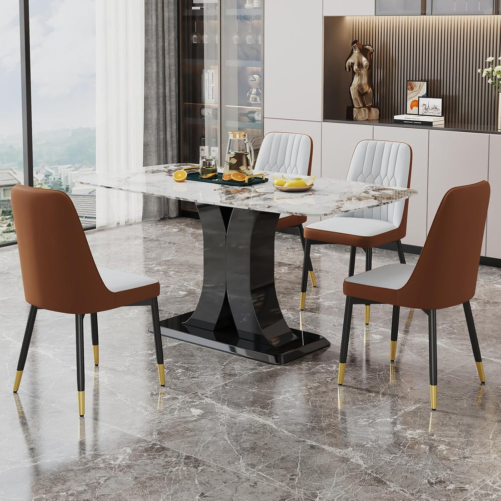 Ebullient Modern Dining Chairs Set of 2, Armless PU Leather Upholstered Seat ...